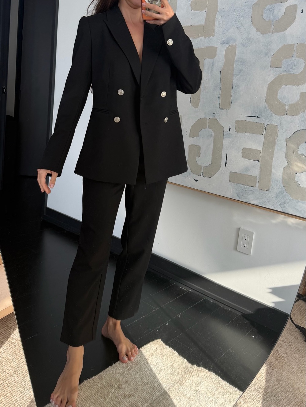 Black Double-Breasted Blazer Jacket - Women